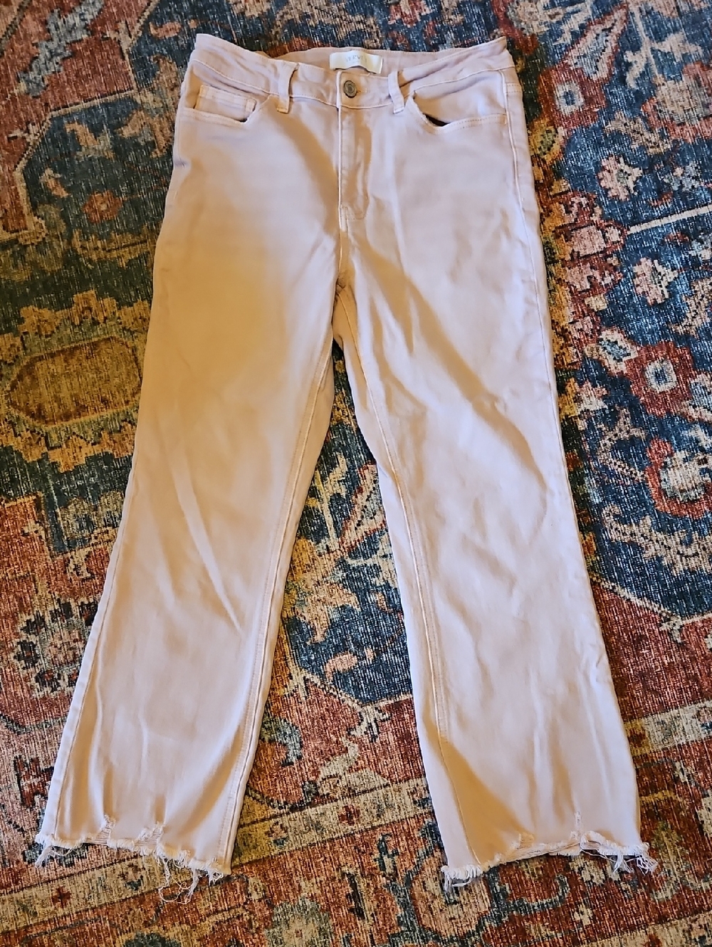 Women’s Light Pink Cropped Straight-Leg Jeans
